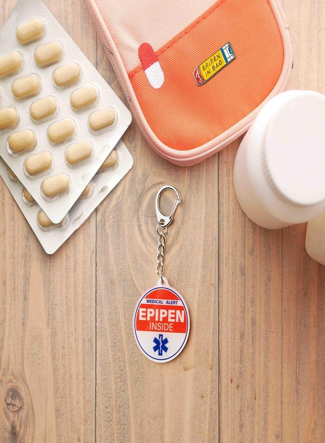 EliteSign EpiPen Keychain & Pin Set - 2-Sided Medical Alert Tags, 2 Keychains & 2 Lapel Pins, 1.4" Bright Color - Image 5